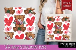 Teddy Bear Tote Bag - Valentine Tote Bag PNG Sublimation Product Image 1