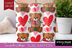 Teddy Bear Tumbler Wrap - Valentine Tumbler PNG Sublimation Product Image 1