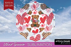 Teddy Bear Wind Spinner Sublimation PNG - Valentine Round Product Image 1