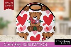Teddy Bear Lunch Bag - Valentine Lunch Bug PNG Sublimation Product Image 1