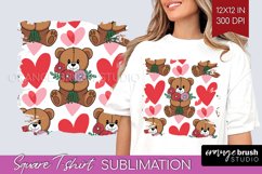 Teddy Bear Square Tshirt Background - Valentine PNG Product Image 1