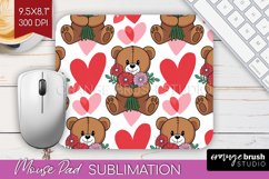 Teddy Bear Mouse Pad Sublimation - Valentine Mousepad PNG Product Image 1