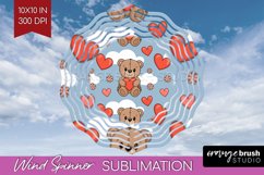 Teddy Bear Wind Spinner Sublimation PNG - Valentine Round Product Image 1