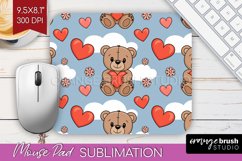 Teddy Bear Mouse Pad Sublimation - Valentine Mousepad PNG Product Image 1