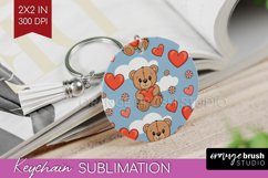 Teddy Bear Keychain PNG - Valentine Keychain Sublimation Product Image 1
