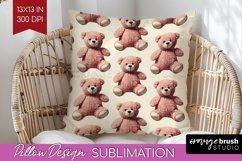 Teddy Bear Pillow Sublimation - Valentine Pillow Cover PNG Product Image 1