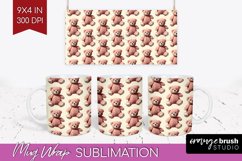 Teddy Bear Mug Wrap - Valentine Mug PNG Sublimation Product Image 1