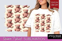 Teddy Bear Square Tshirt Background - Valentine PNG Product Image 1
