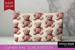 Teddy Bear Cosmetic Bag - Valentine Makeup Bag PNG Product Image 1