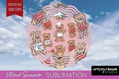 Teddy Bear Wind Spinner Sublimation PNG - Valentine Round Product Image 1