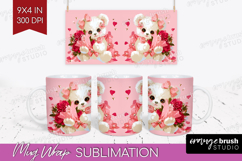 Teddy Bear Valentine Mug Wrap Cute Valentines Day Mug PNG Product Image 1