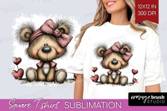 Teddy Bear Valentine Square Tshirt Background Whimsical PNG Product Image 1