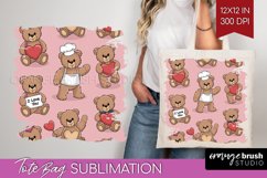 Teddy Bear Tote Bag - Valentine Tote Bag PNG Sublimation Product Image 1