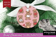 Teddy Bear Ornament PNG - Valentine PNG Sublimation Product Image 1