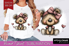 Teddy Bear Valentine Round Tshirt Background Whimsical PNG Product Image 1