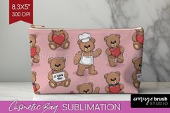 Teddy Bear Cosmetic Bag - Valentine Makeup Bag PNG Product Image 1