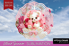 Teddy Bear Valentine Wind Spinner Sublimation PNG Cute Day Product Image 1