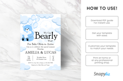 Printable Teddy Bear Baby Shower Invitation Canva Templates Product Image 8