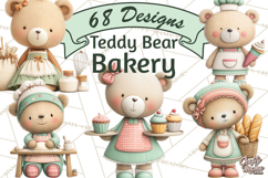 Teddy Bear Bakery Valentine Clipart PNG Product Image 1