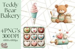 Teddy Bear Bakery Valentine Clipart PNG Product Image 1