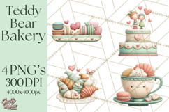 Teddy Bear Bakery Valentine Clipart PNG Product Image 1