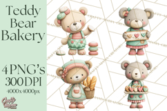 Teddy Bear Bakery Valentine Clipart PNG Product Image 1