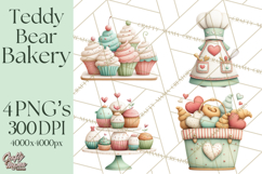Teddy Bear Bakery Valentine Clipart PNG Product Image 1