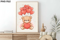 Teddy Bear Balloons Valentine&#039;s Day PNG Product Image 3