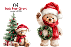Teddy Bear Christmas Clipart Product Image 1
