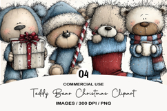 Teddy Bear Christmas Clipart Product Image 1