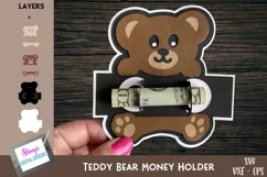 Teddy Bear Money Holder | Kids Money Card SVG Paper Cut Product Image 1