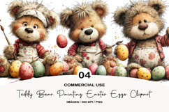 Teddy Bear Painting Easter Eggs Clipart Product Image 1