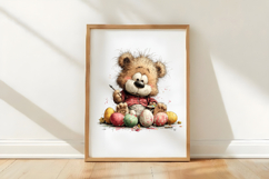 Teddy Bear Painting Easter Eggs Clipart Product Image 3