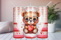 Valentine&#039;s Day Cute Teddy Bear Tumbler Wrap PNG Product Image 1