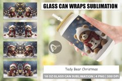 Glass Can Wraps Tedy Bear Christmas Product Image 1