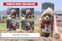 Tumbler Sublimation Tedy Bear Christmas Product Image 1