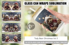 Glass Can Wraps Tedy Bear Christmas Product Image 1