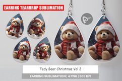 Earring teardrop sublimation design Tedy Bear Christmas Product Image 1