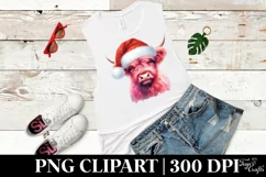 Pink Highland Cow with Santa Hat, PNG Product Image 1