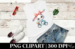 Easter Bunny On Bicycle Flower, Clipart |T-shirt, Mug PNG Product Image 5