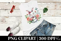 Easter Bunny with Roses , Clipart |T-shirt, Mug PNG Product Image 6