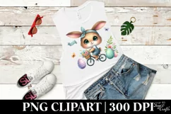 Easter Bunny Bike Egg Flower, Clipart |T-shirt, Mug PNG Product Image 5