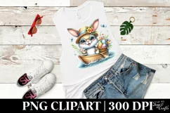 Paddling Easter Bunny Egg Flower, Clipart |T-shirt, Mug PNG Product Image 5