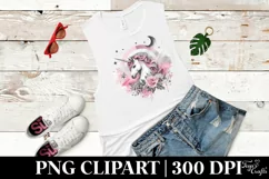 Unicorn Moon Flowers Stars Clipart |T-shirt, Mug PNG Product Image 6