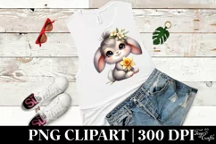 Easter Bunny Girl Egg Flower, Clipart |T-shirt, Mug PNG Product Image 6