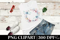Vibrant Watercolor Dragonfly Floral Frame | Clipart Product Image 2