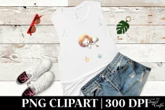 Vibrant Watercolor Cute Lion Sleeping on the Moon | Clipart Product Image 2