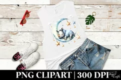 Summer Moon Stars Rhino Cute Clipart Product Image 3