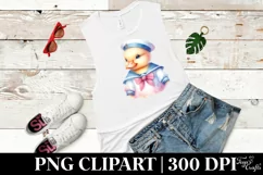 Summer Duck Baby Sailor Suit Watercolor Vibrant Clipart Product Image 2