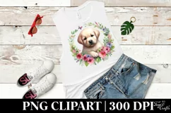 Watercolor Puppy Floral Frame | Sublimation | Clipart Product Image 2